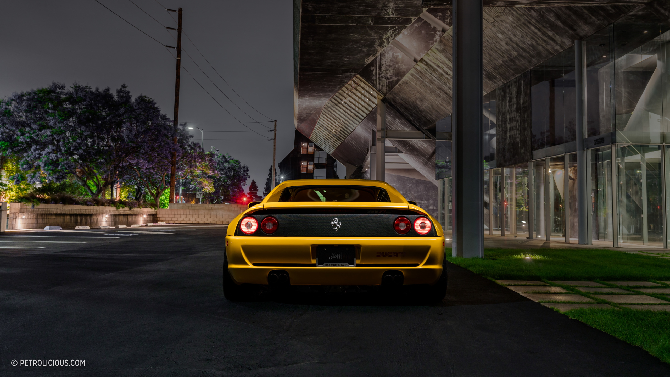 Ferrari F355 Yellow Cars Italian Night Wallpaper Resolution