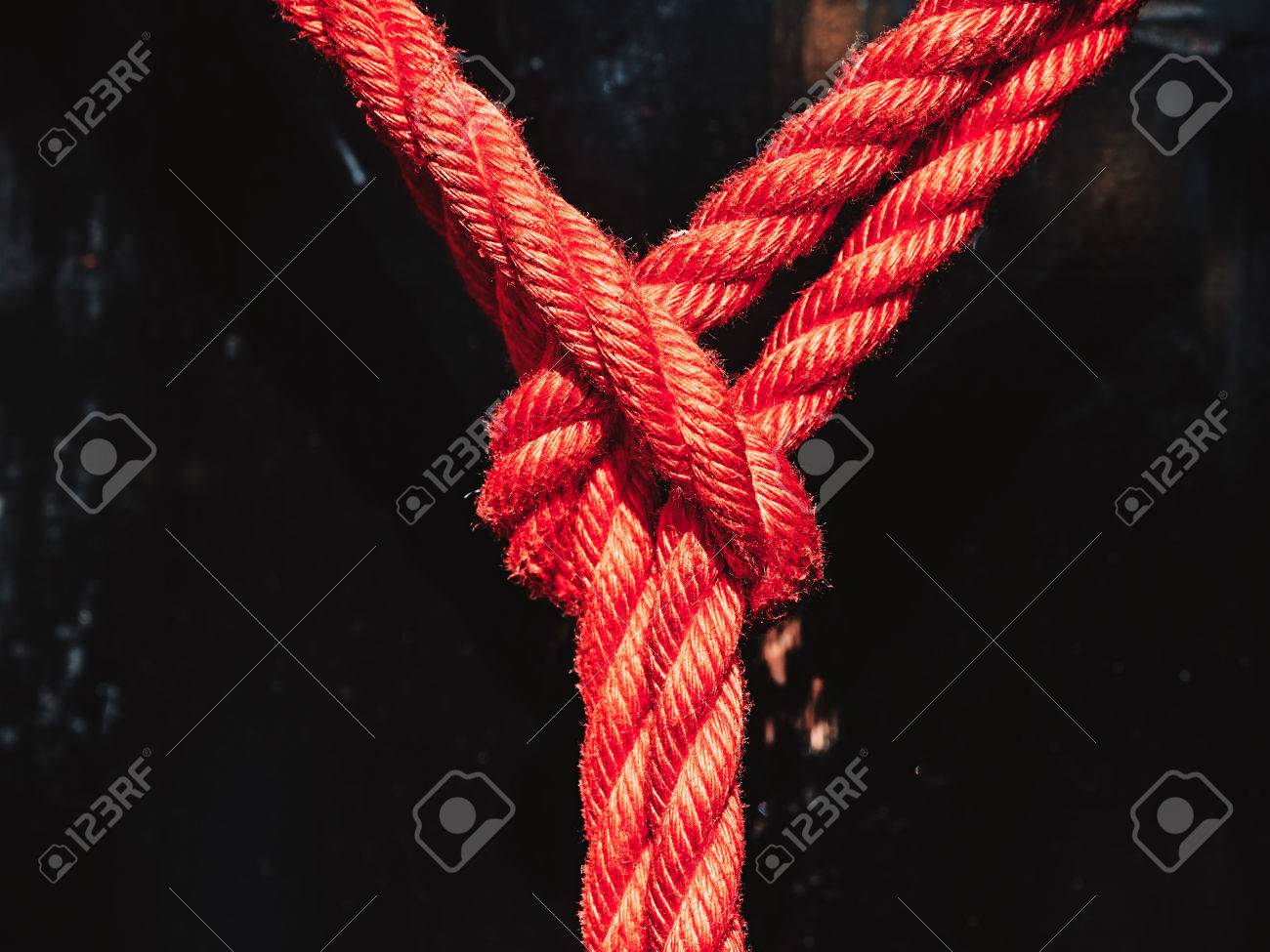 Knot From Red Rope Of Taiko Drums O Kedo Close Up Background