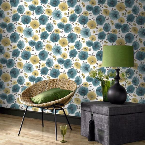 Poppies Wallpaper In Teal Design By Graham Brown Burke Decor