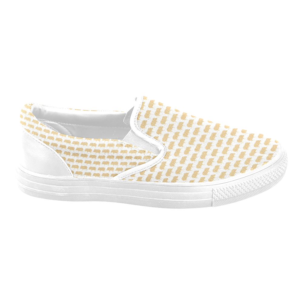 Gold Pig White Background Ladies Slip On S Shoes For