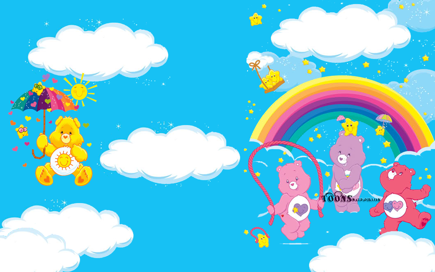 Cartoons Wallpaper Care Bears Happy On Clouds