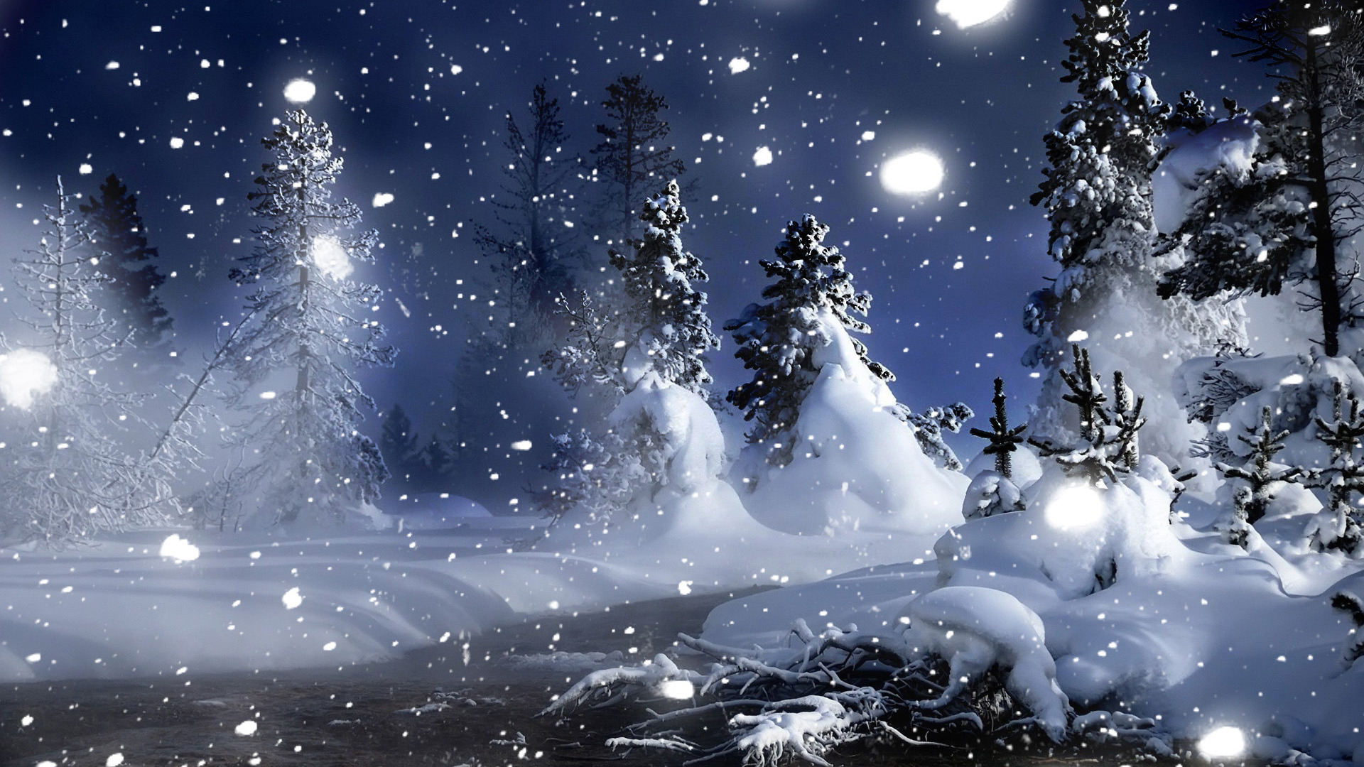 Winter Night Desktop Wallpaper