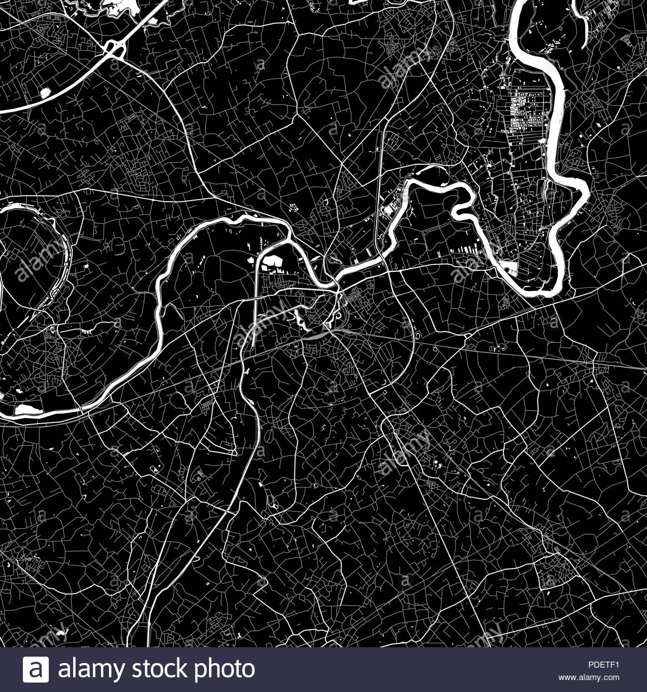 Area Map Of Dendermonde Belgium Dark Background Version For
