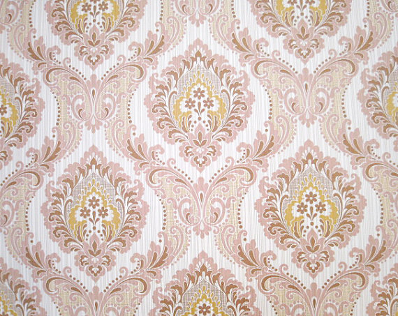Shipping Pink Gold Victorian Vintage Wallpaper Gorgeous Retro Design