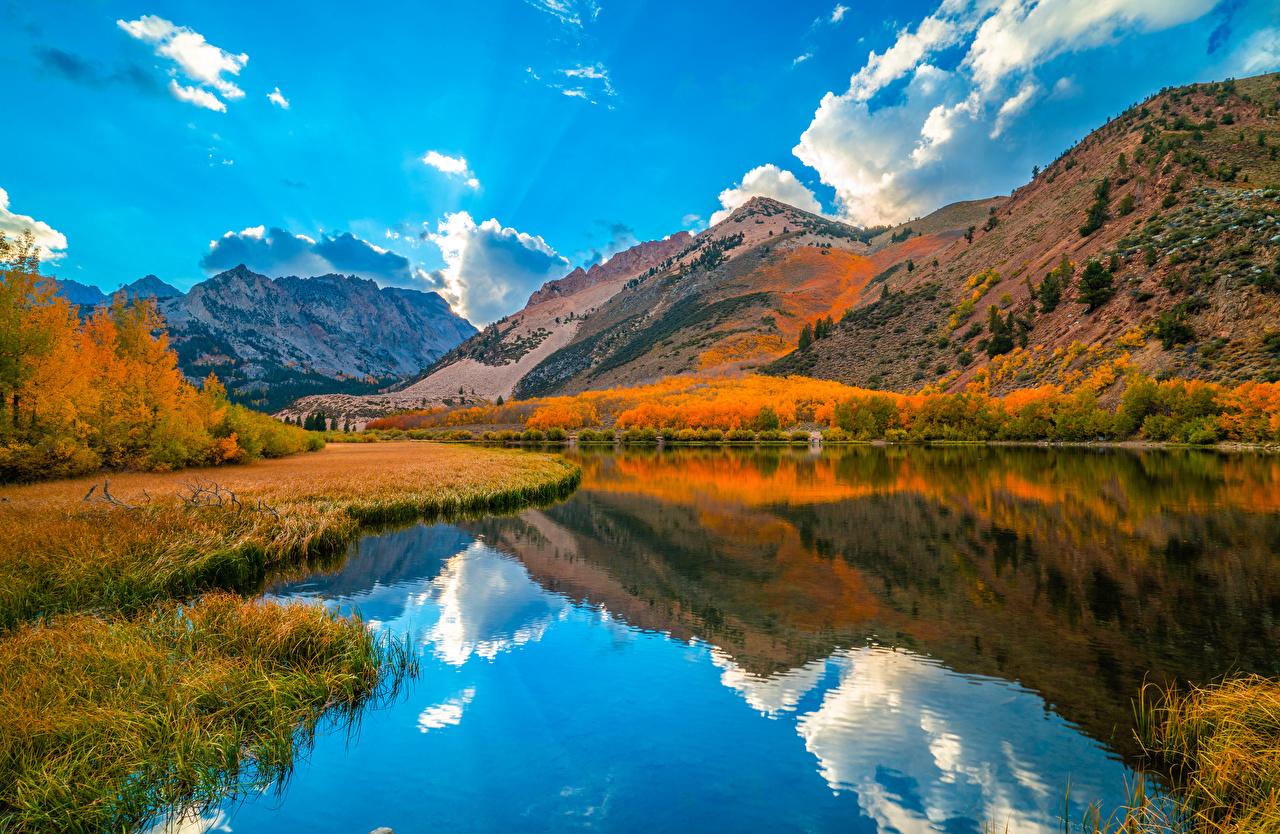 Desktop Wallpaper California Usa Autumn Nature Mountains Reflected