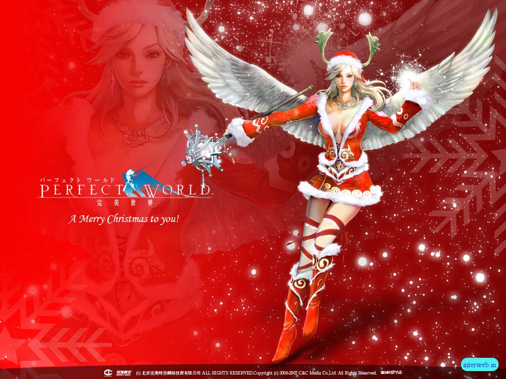 Christmas Red Angel Background Wallpaper