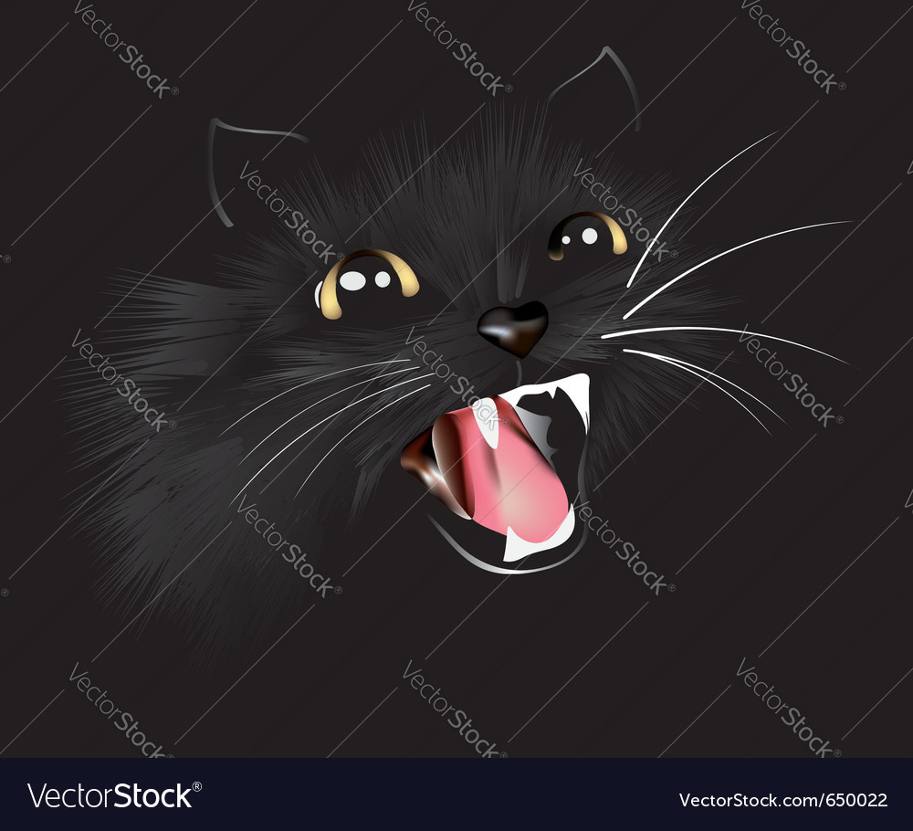 Evil Black Cat Halloween Background Royalty Vector