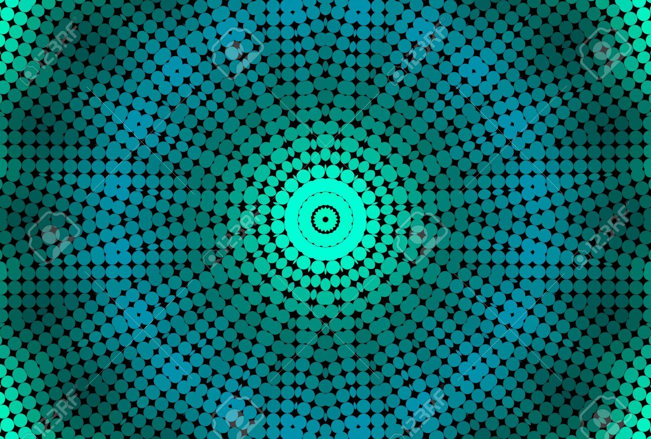 Abstract Emerald Background With Radial Dotted Pattern Stock Photo