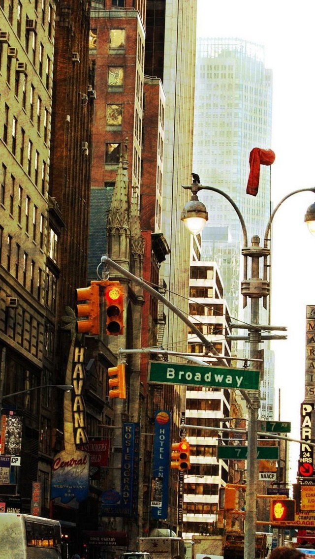 New York iPhone Wallpaper Tags Broadway City Lights Traffic