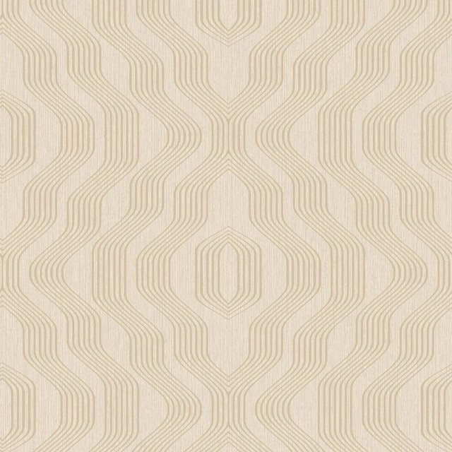 Geometric Modern Luxury Satin Beige Swerve Wallpaper R3757