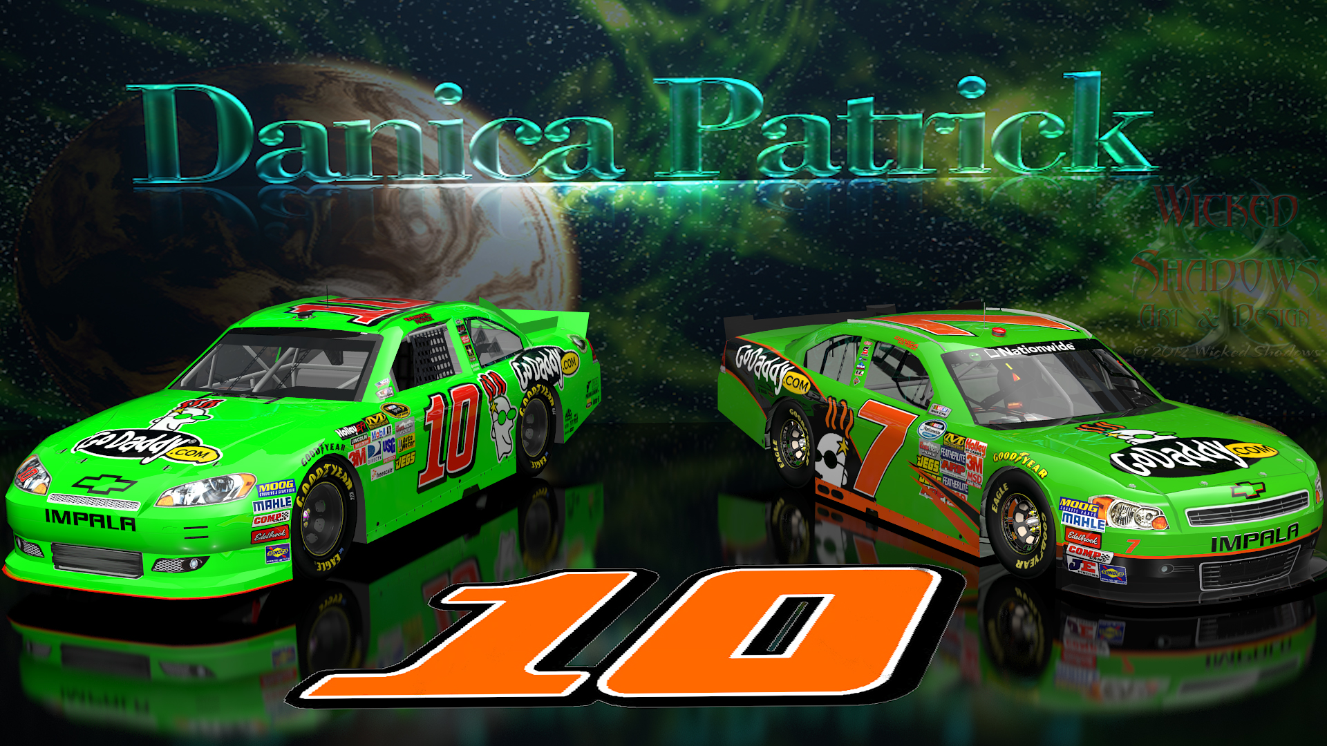 Danica Patrick Nns And Cup Go Daddy Cars Fond D Cran