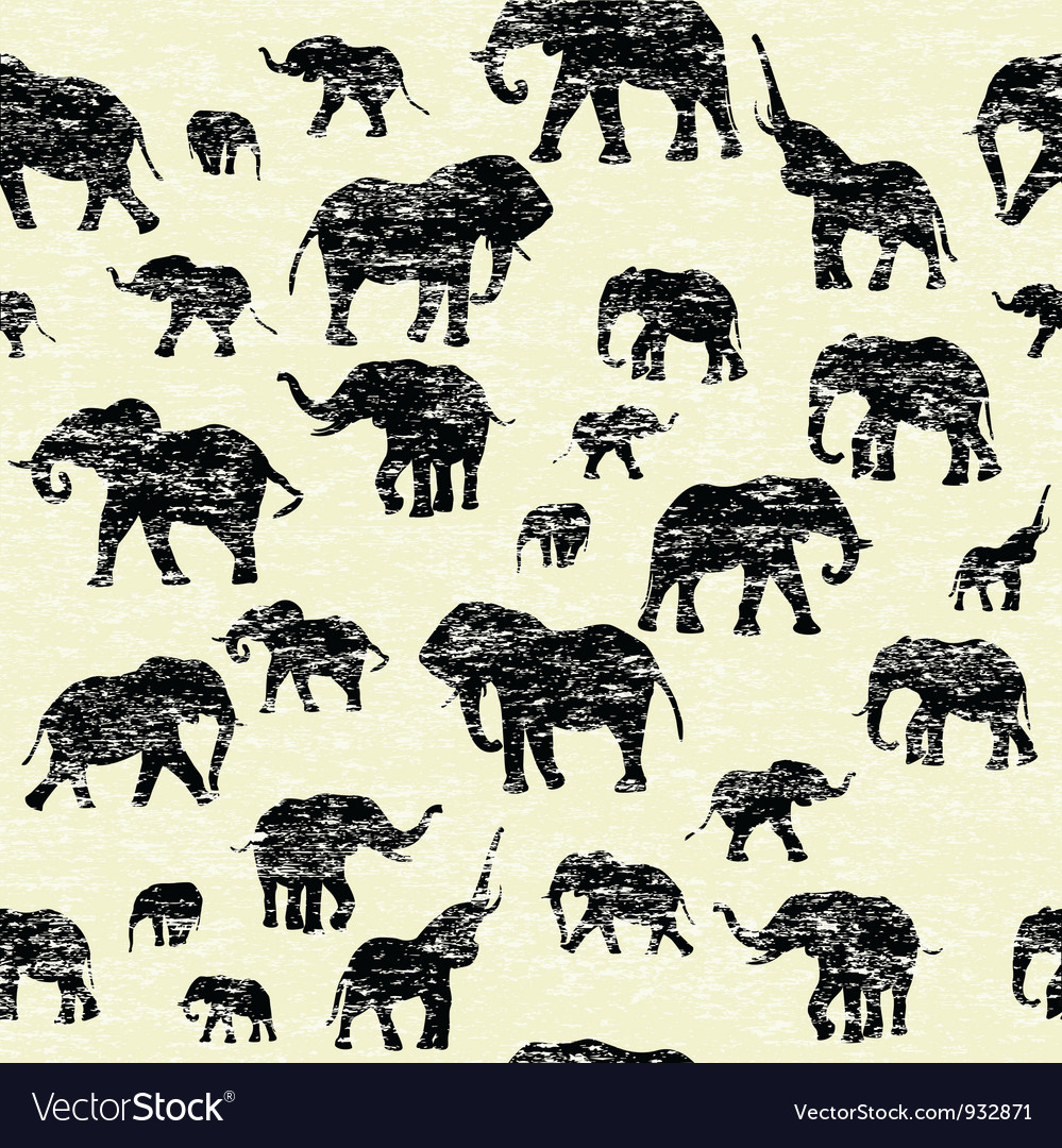 Elephants silhouettes background Royalty Free Vector Image