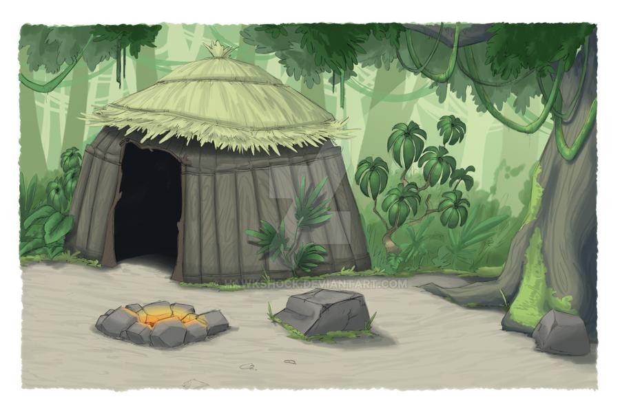 Jungle Hut Background By Hawkshock