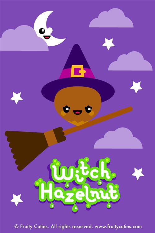 Kawaii Fruity Cuties Hazelnut Witch Halloween iPhone Wallpaper