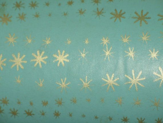 Pieces Turquoise Vintage Wallpaper With Gold Stars Fit In Env