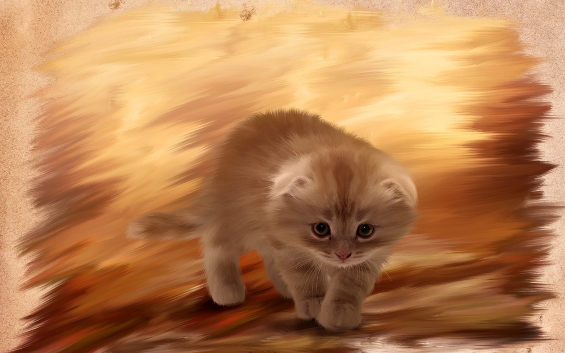 Furry Kitten Cat Painting Wallpaper HD Desktop And Mobile