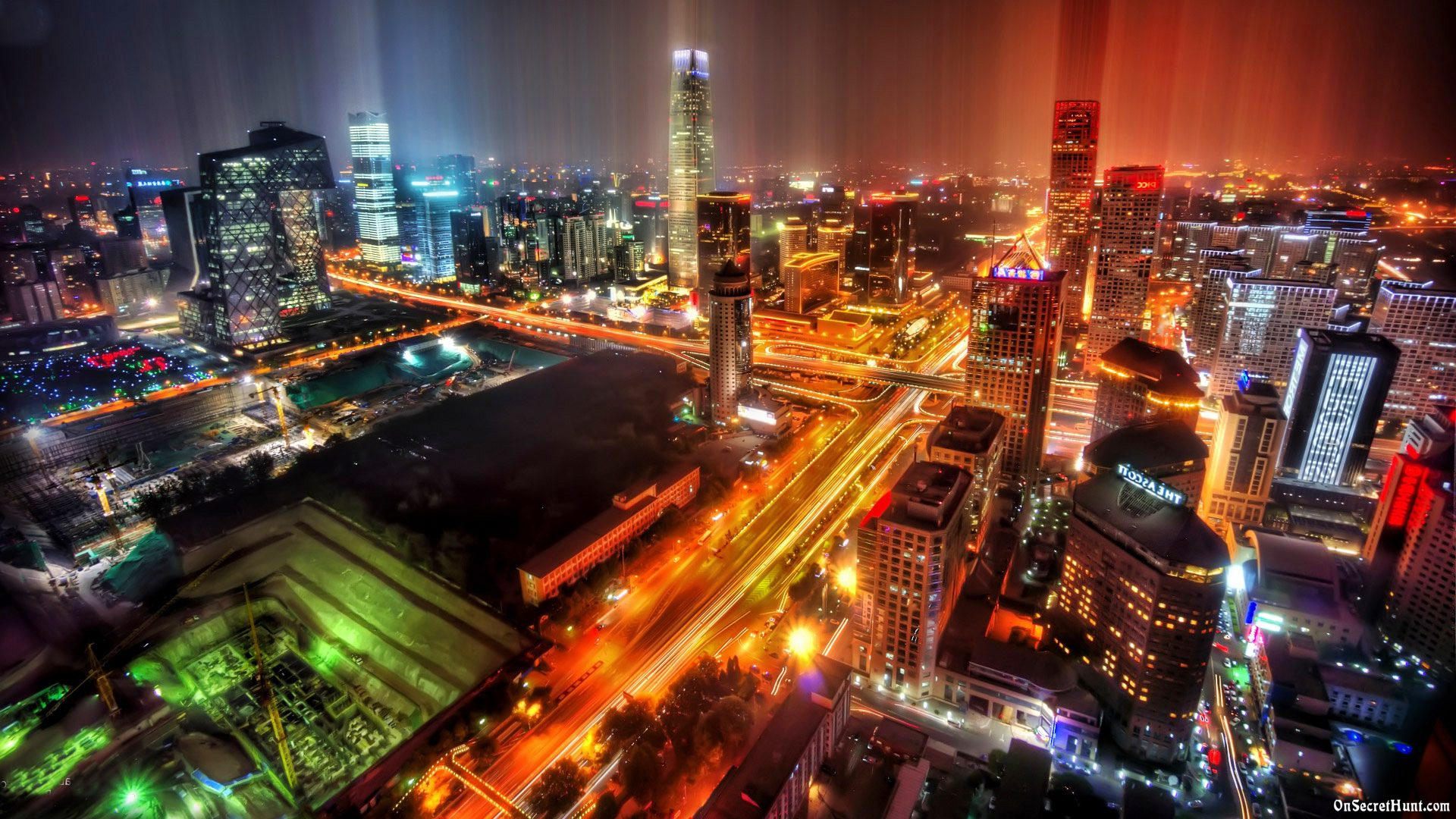 Cities Beijing In The Evening Night Lighting Of Streets