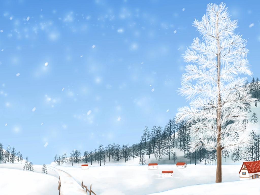 Snow Village Wallpaper
