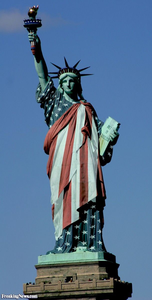 Statue Of Liberty Dressed In The American Flag