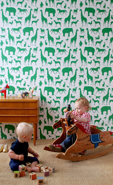 Animal Farm Kids Wallpaper Modern Nursery Decor By Rosenberry