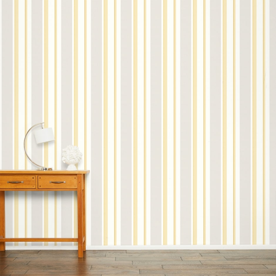 Eaton Stripe Camomile Yellow Wallpaper