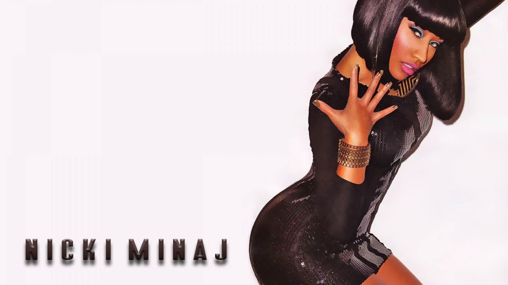 Nicki Minaj Black Dress Wallpaper HD