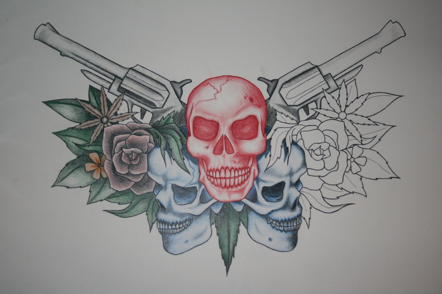 Skull And Guns Design By Itchysack