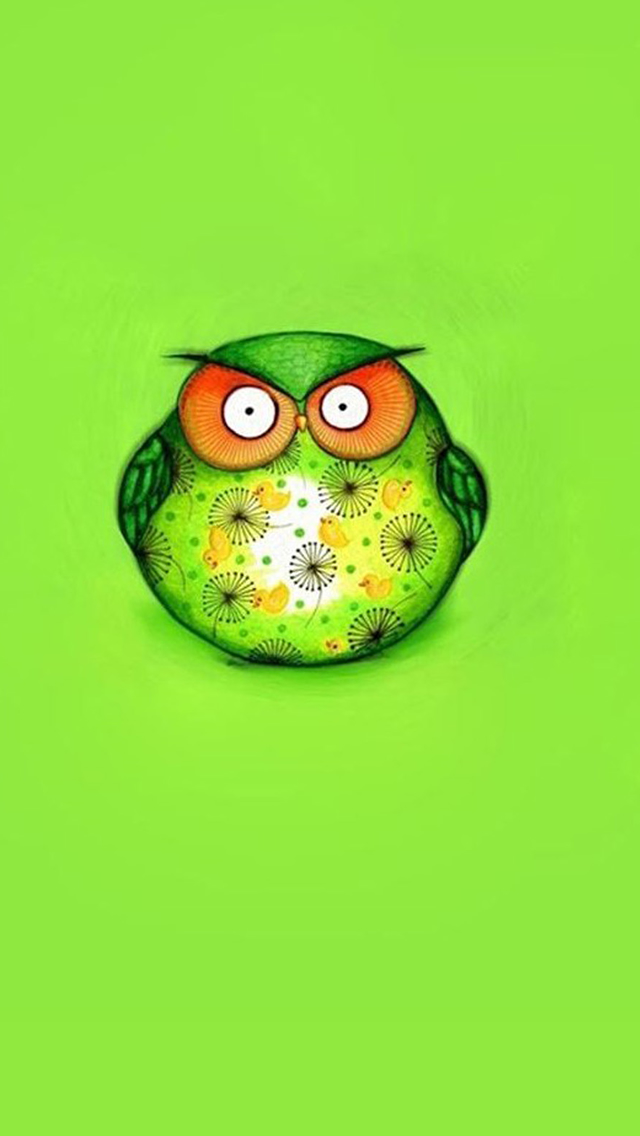 Cute Cartoon Owl Art iPhone 5 5S 5C Wallpaper