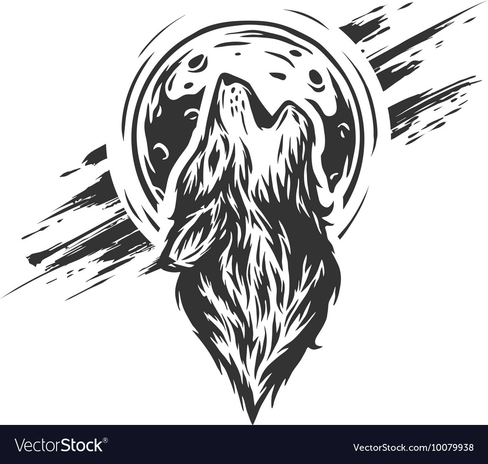 The wolf on the moon background Royalty Free Vector Image