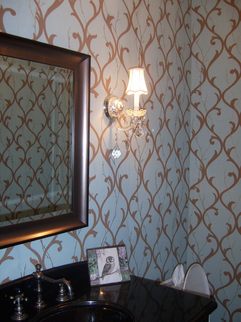 Powder Bathroom Wallpaper Transitional Other Metro By