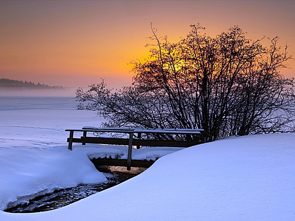 Winter Sunset Desktop Background Wallpaper