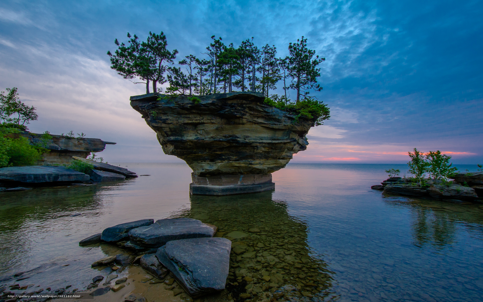 Wallpaper Michigan Lake Huron Sunset Rock Desktop