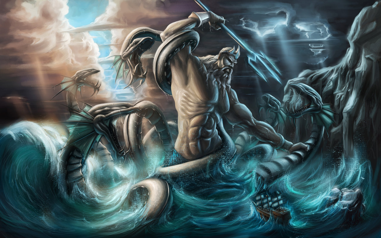 Poseidon Vs The Kraken HD Cartoons Wallpaper