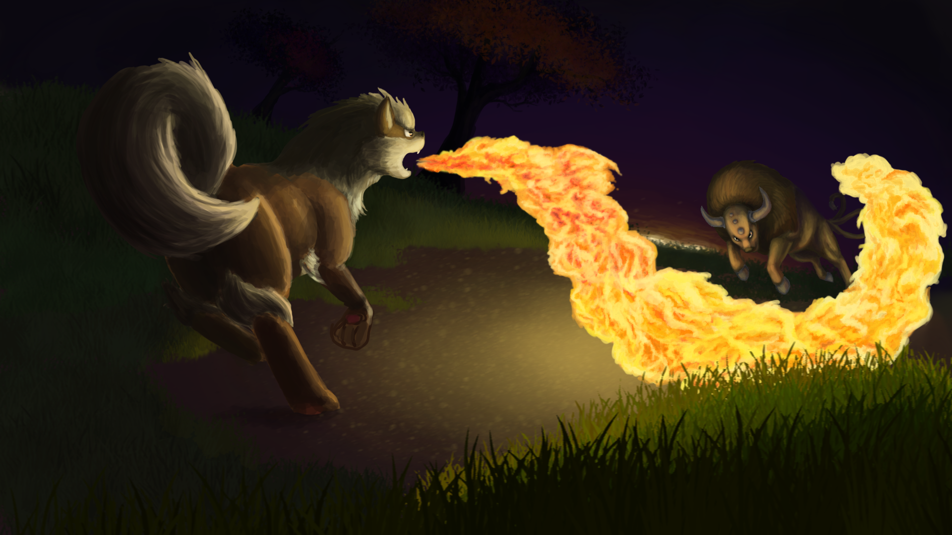 Arcanine Vs Tauros Art Wallpaper Themes