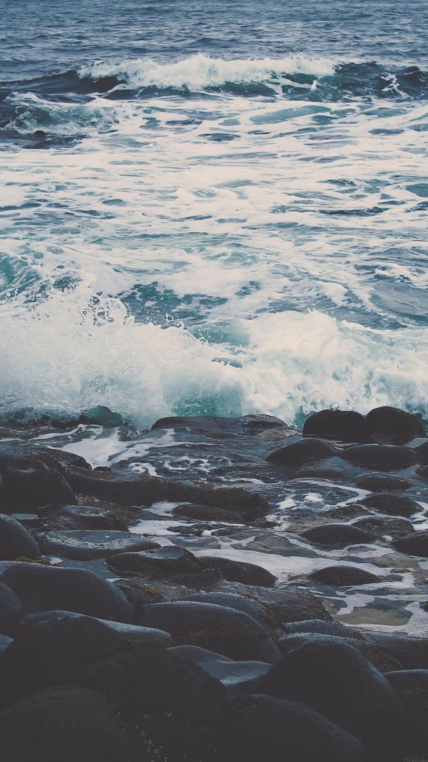 sea stone ocean waves calmingseas beach iphone wallpaper