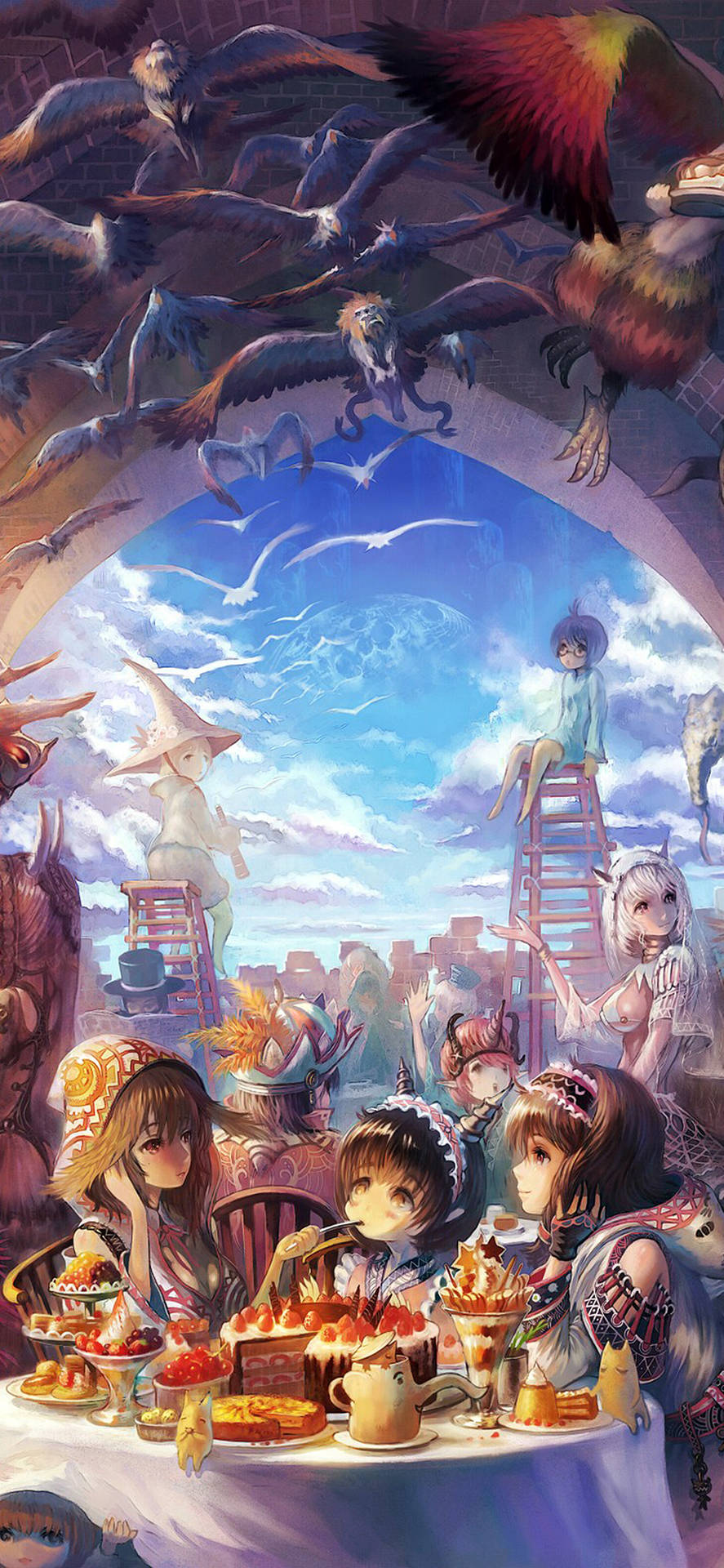 Cut Through Your Day With Manga On iPhone Wallpaper