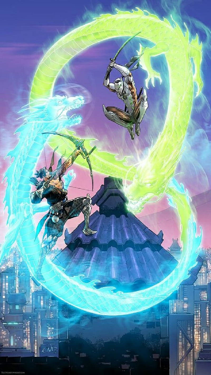 Hanzo Versus Genji iPhone Wallpaper