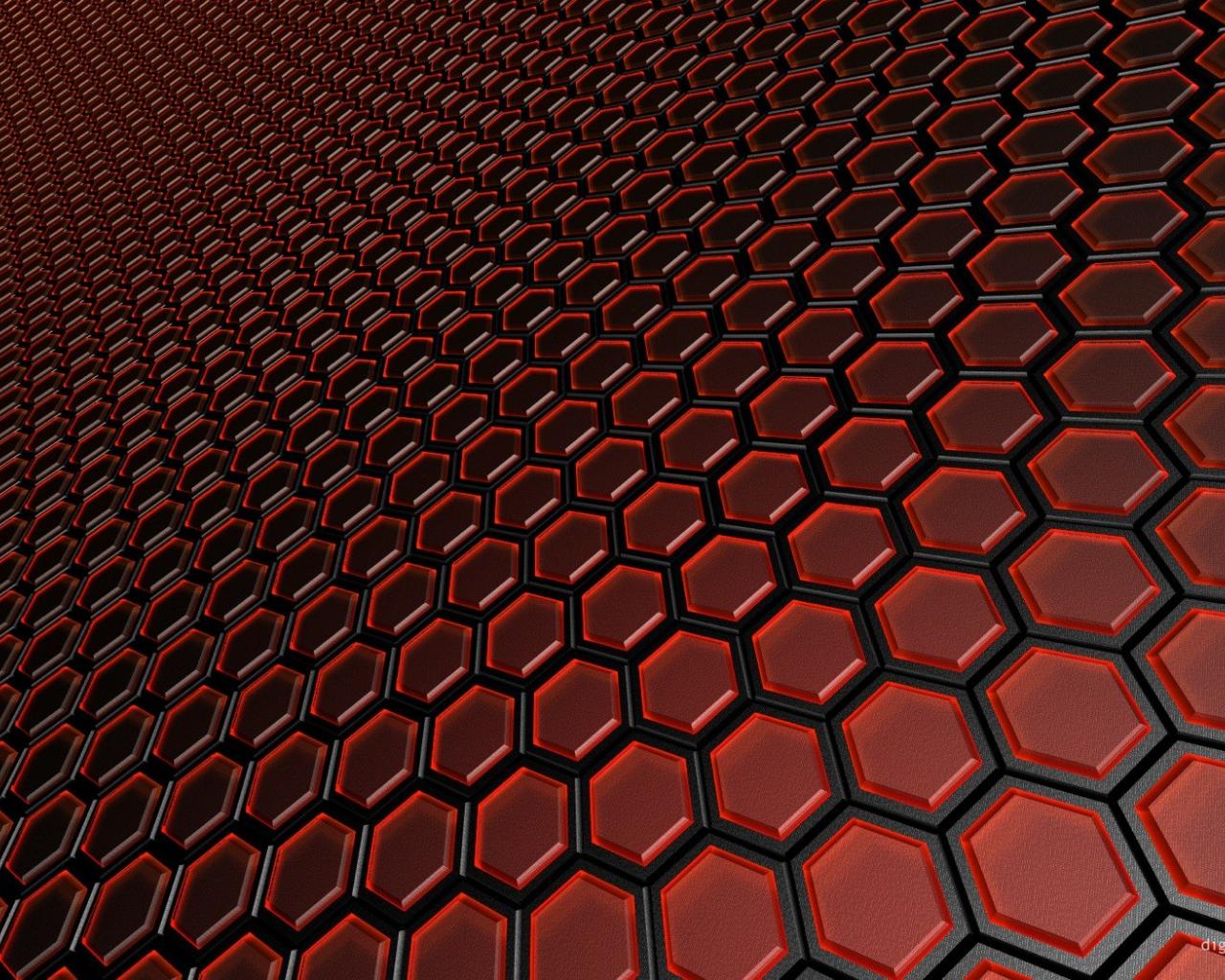 Red Hexagon Lattice Work HD Wallpaper Hq Desktop