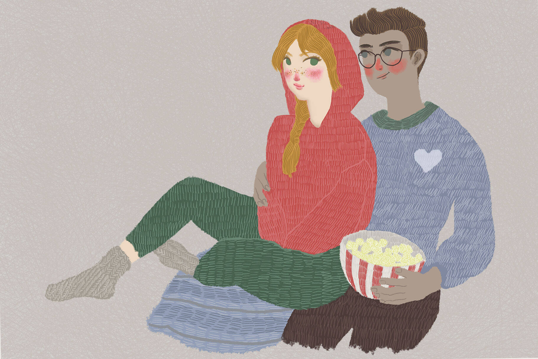 Cute Couple Cartoon Wallpaper