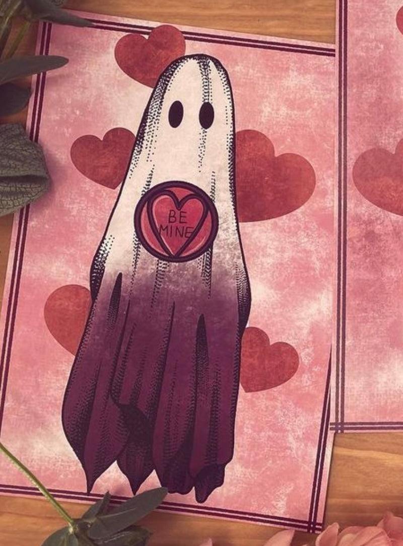 Spooky Tattoo Style Valentines Ghosts Prints Cute Crying Ghostie