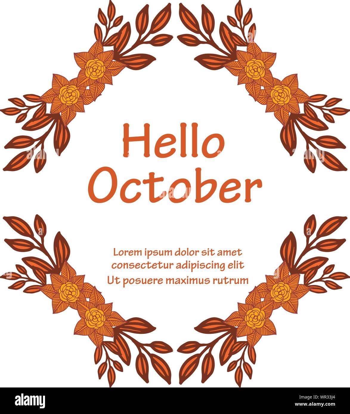 Handwritten poster hello october with wallpaper unique leaf
