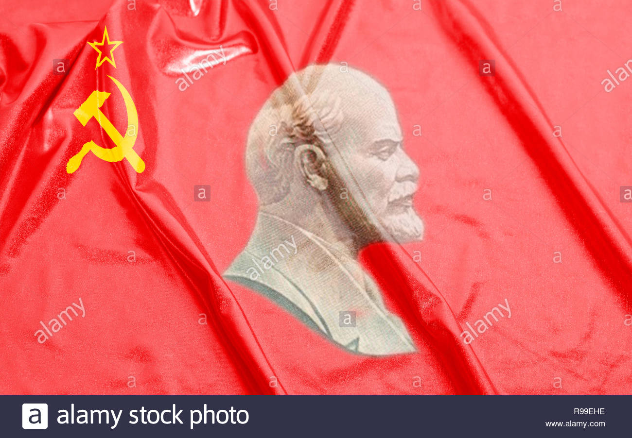 Flag Of The Soviet Union With Portraits Vladimir Lenin