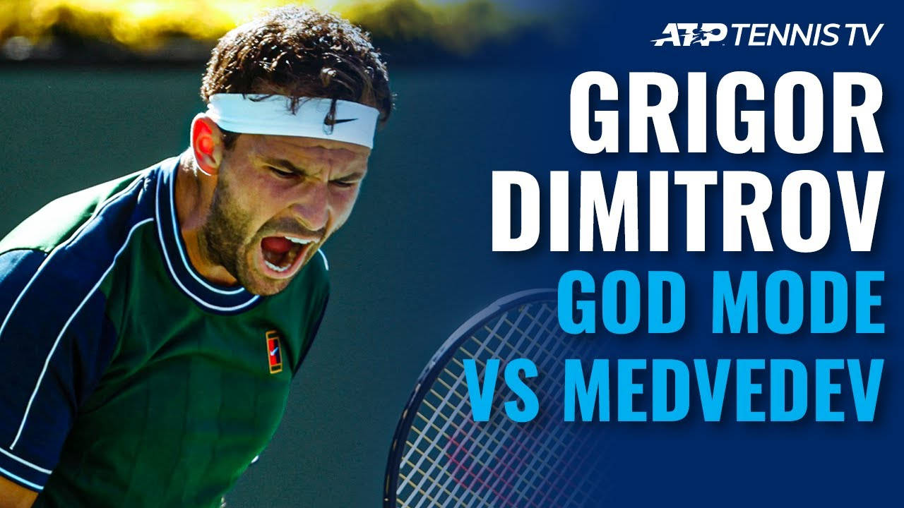 Grigor Dimitrov In Full Action During A Tennis Match Wallpaper