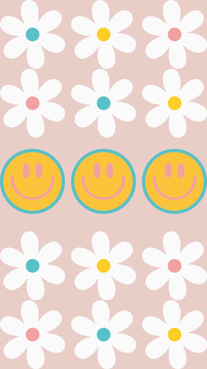 Wallpaper Boho Smiley Face And Daisies iPhone