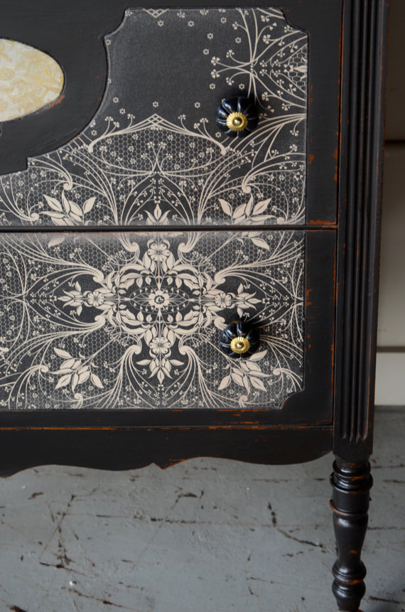 Listing For Charity Gerda Painted Chest With Wallpaper Insets