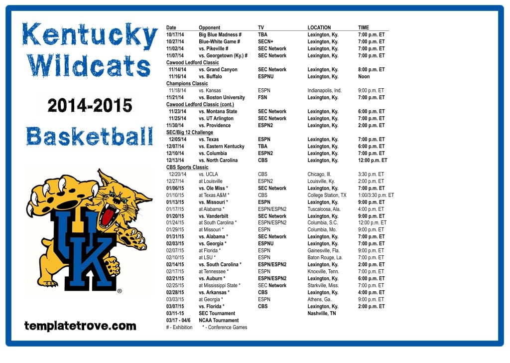 University of Kentucky 2014 2015 Basketball Schedule 1024x768 JPGjpg