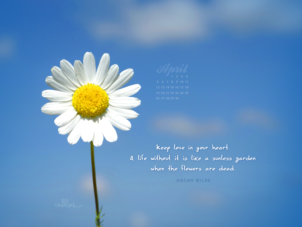 April 2015   Love in Your Heart Desktop Calendar  Monthly 1024x768