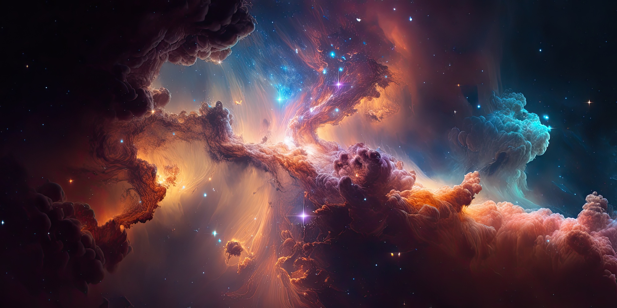 Vivid and dynamic live wallpaper showcasing a colorful nebula with swirling clouds of gas and dust, illuminated by bright stars