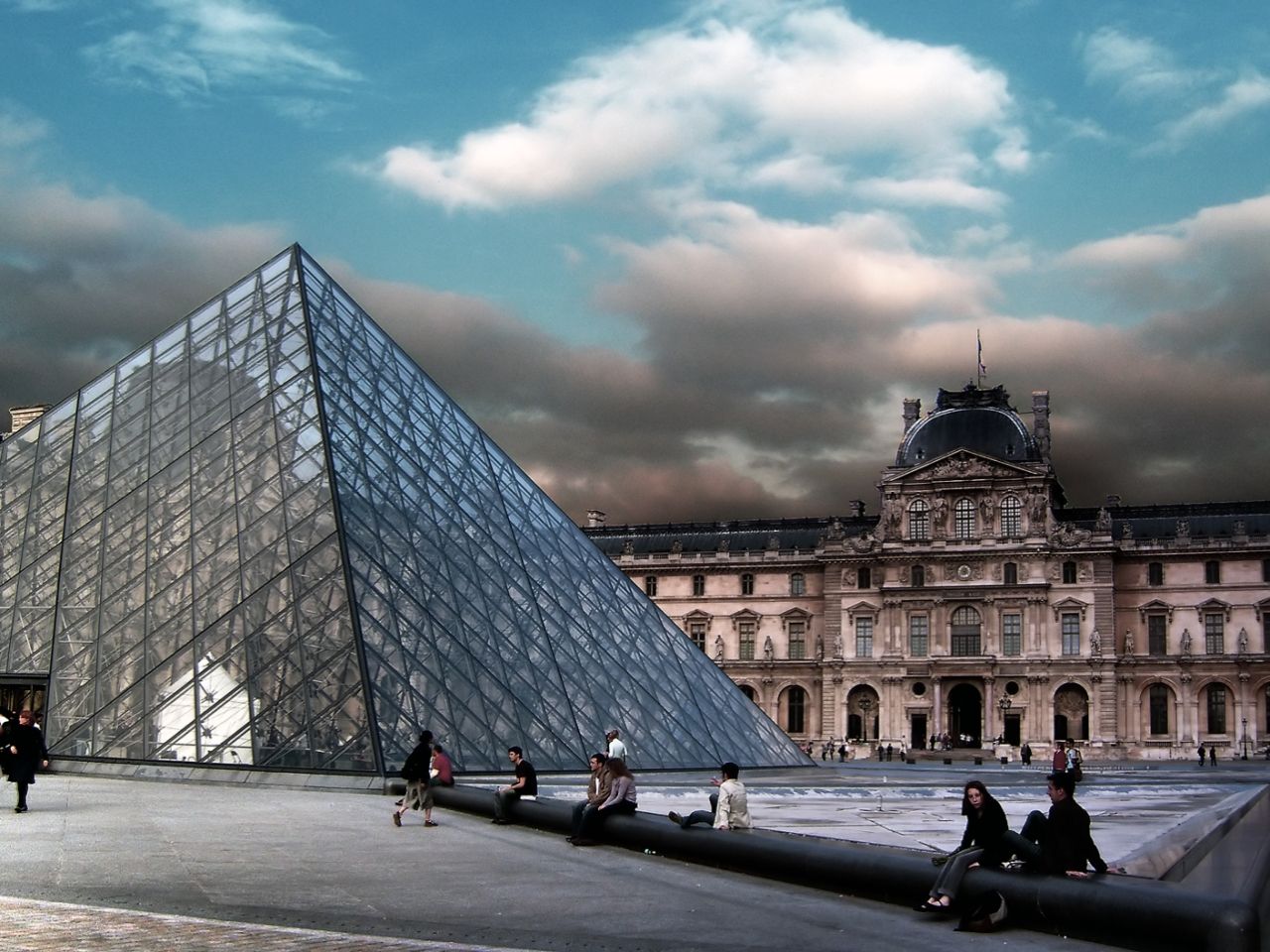 Known Places Pyramid At Louvre Museum Paris France
