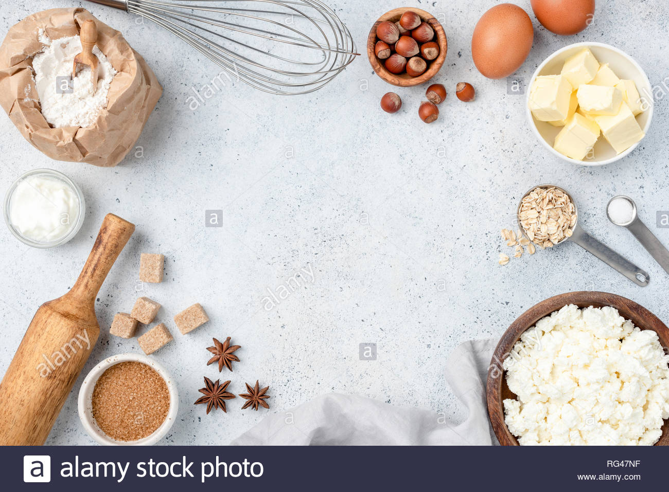Baking Concept Ingredients On Background For